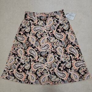 NWT Kasper PM Pull On Knee Length Paisley Flare Skirt